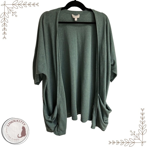 Ryllace Sweaters - Ryllace Silk/Cotton Open Front Cardigan: 2X